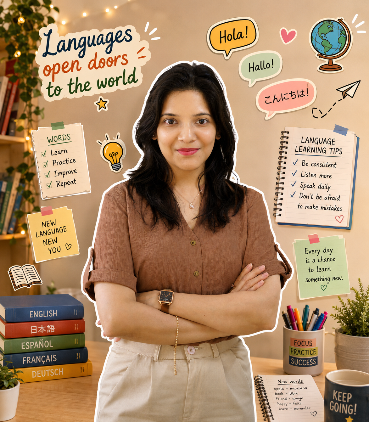Languages Cube founder Prajacta Samel consulting a student